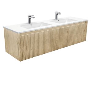 Dolce Alina Scandi Oak 1500mm Double Bowl Wall-Hung Vanity