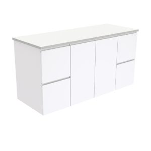 Fingerpull Gloss White 1200mm Wall-Hung Vanity with Stone Top