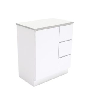 Fingerpull Gloss White 750mm Vanity on Kickboard with Stone Top