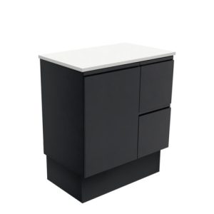 Fingerpull Satin Black 750mm Vanity on Kickboard with Stone Top
