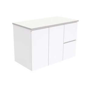 Fingerpull Gloss White 900mm Wall-Hung Vanity with Stone Top