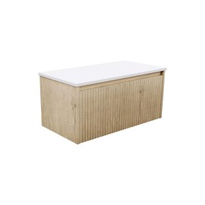 Alina Scandi Oak 900mm Wall-Hung Vanity with Stone Top