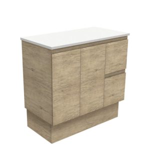 Edge Scandi Oak 900mm Vanity on Kickboard with Stone Top