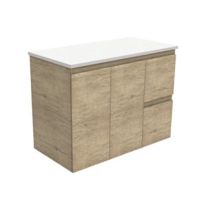 Edge Scandi Oak 900mm Wall-Hung Vanity with Stone Top