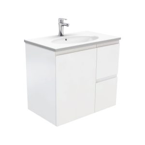 Rotondo Fingerpull Satin White 750mm Wall-Hung Vanity