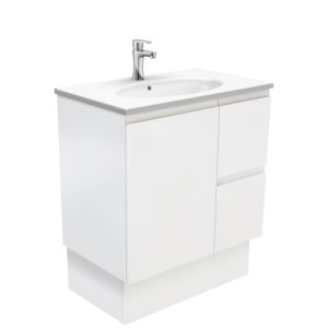 Rotondo Fingerpull Satin White 750mm Vanity on Kickboard