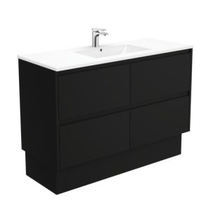 Dolce Amato Satin Black 1200mm Vanity on Kickboard