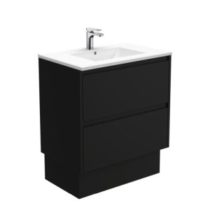 Dolce Amato Satin Black 750mm Vanity on Kickboard