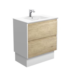 Dolce Amato Scandi Oak 750mm Vanity on Kickboard with Satin White Panels