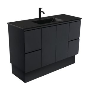 Dolce Matte Black Edge Satin Black 1200mm Vanity on Kickboard