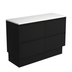 Amato Satin Black 1200mm Vanity on Kickboard with Stone Top