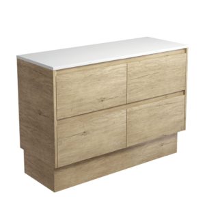 Amato Scandi Oak 1200mm Vanity on Kickboard with Stone Top