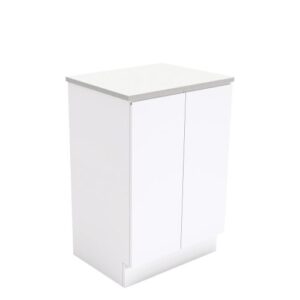 Fingerpull Gloss White 600mm Vanity on Kickboard with Stone Top