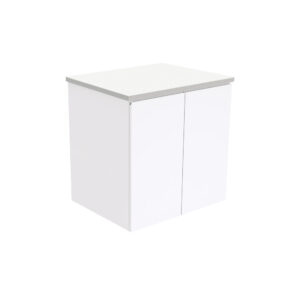 Fingerpull Gloss White 600mm Wall-Hung Vanity with Solid Surface Top