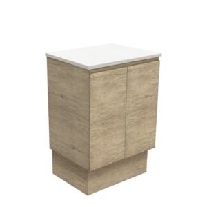 Edge Scandi Oak 600mm Vanity on Kickboard with Stone Top