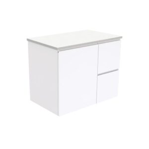 Fingerpull Gloss White 750mm Wall-Hung Vanity with Solid Surface Top