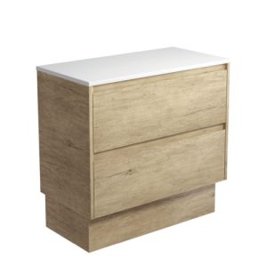 Amato Scandi Oak 900mm Vanity on Kickboard with Stone Top