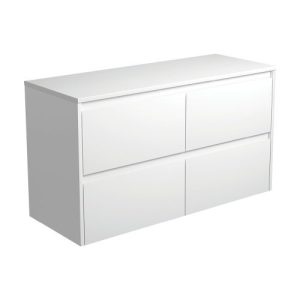 Amato Satin White 1200mm Wall-Hung Vanity with Stone Top