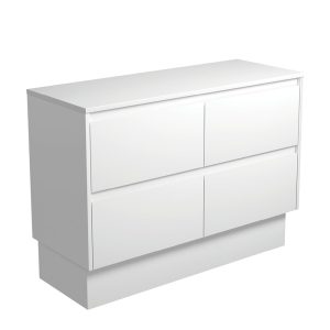 Amato Satin White 1200mm Vanity on Kickboard with Stone Top