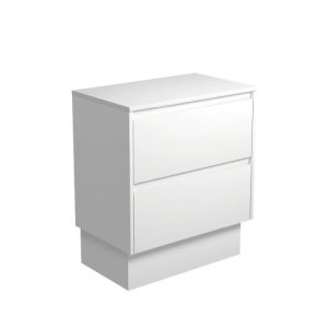 Amato Satin White 750mm Vanity on Kickboard with Stone Top