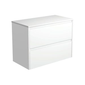 Amato Satin White 900mm Wall-Hung Vanity with Stone Top