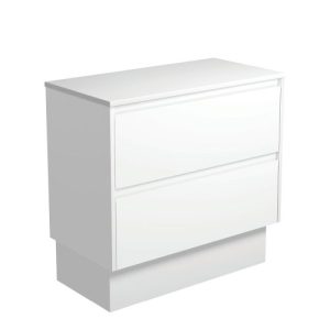 Amato Satin White 900mm Vanity on Kickboard with Stone Top