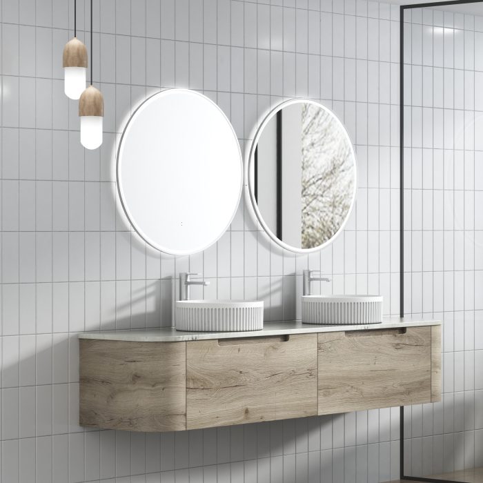 1800mm Hamilton Curved Wall Hung Vanity with Stone Top - Image 3
