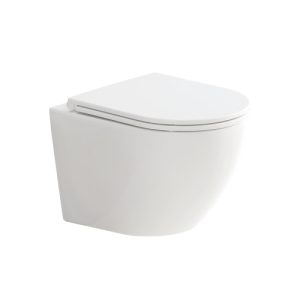 Koko Matte White Tornado Rimless Wall-Hung Toilet Suite with Slim Seat
