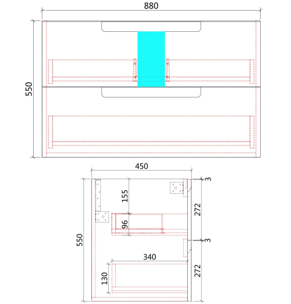 900mm Neva Wall Hung Vanity with Ceramic Top - Image 4