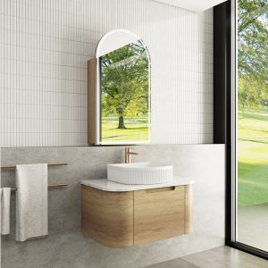 750mm Carita Curved Wall Hung Vanity with Stone Top