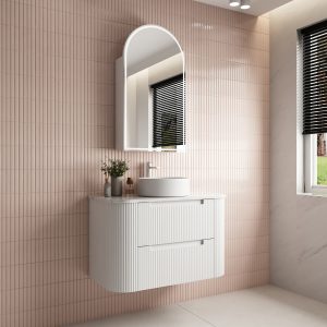 900mm Curva Curved Wall Hung Vanity with Stone Top