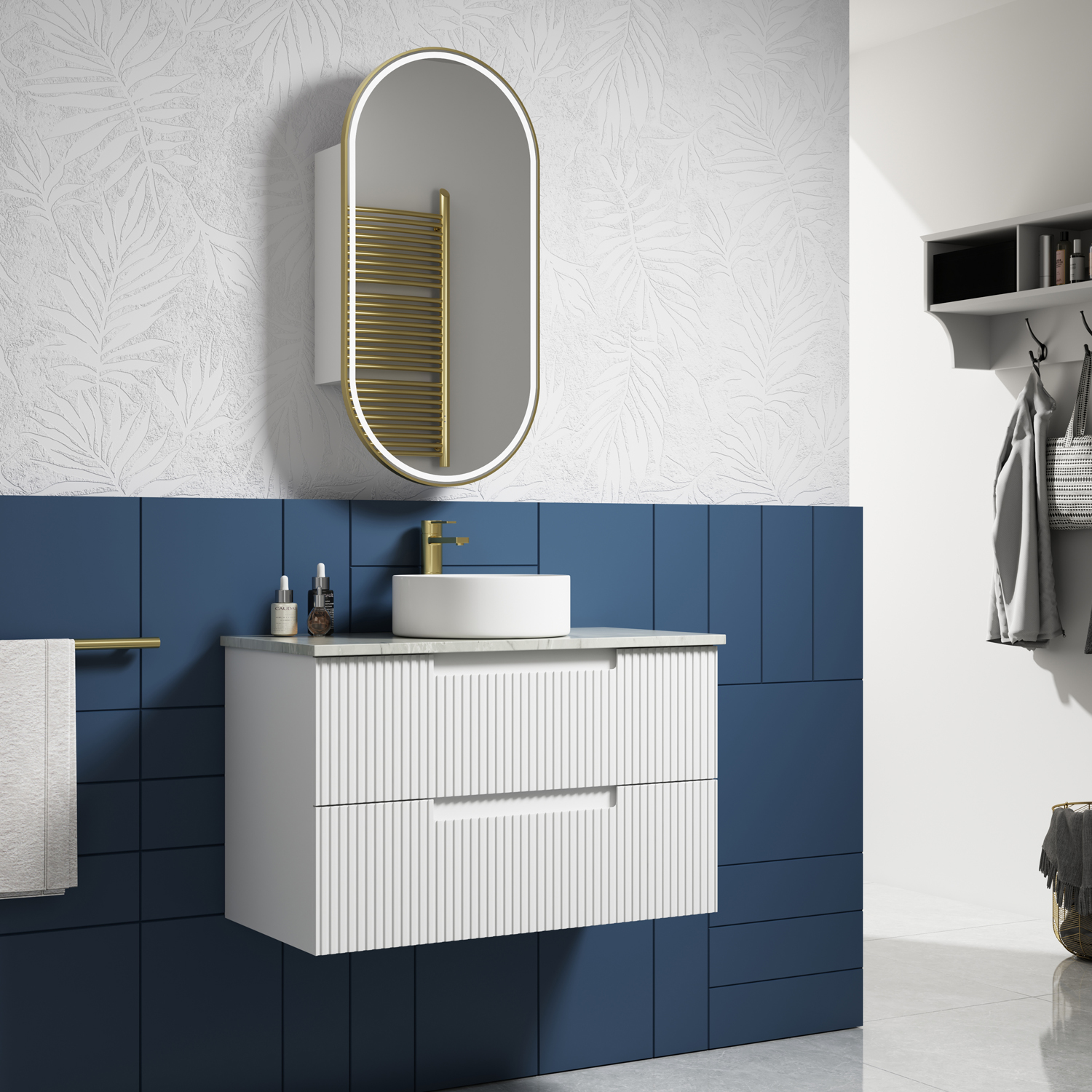 900mm Neva Wall Hung Vanity with Ceramic Top