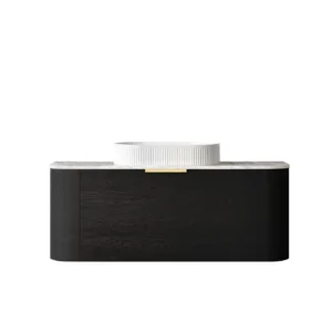 1200mm Bondi Black Oak Wall Hung Vanity with Stone Top