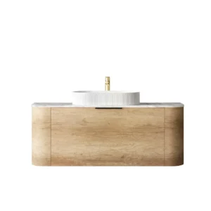 1200mm Bondi Natural Oak Wall Hung Vanity with Stone Top