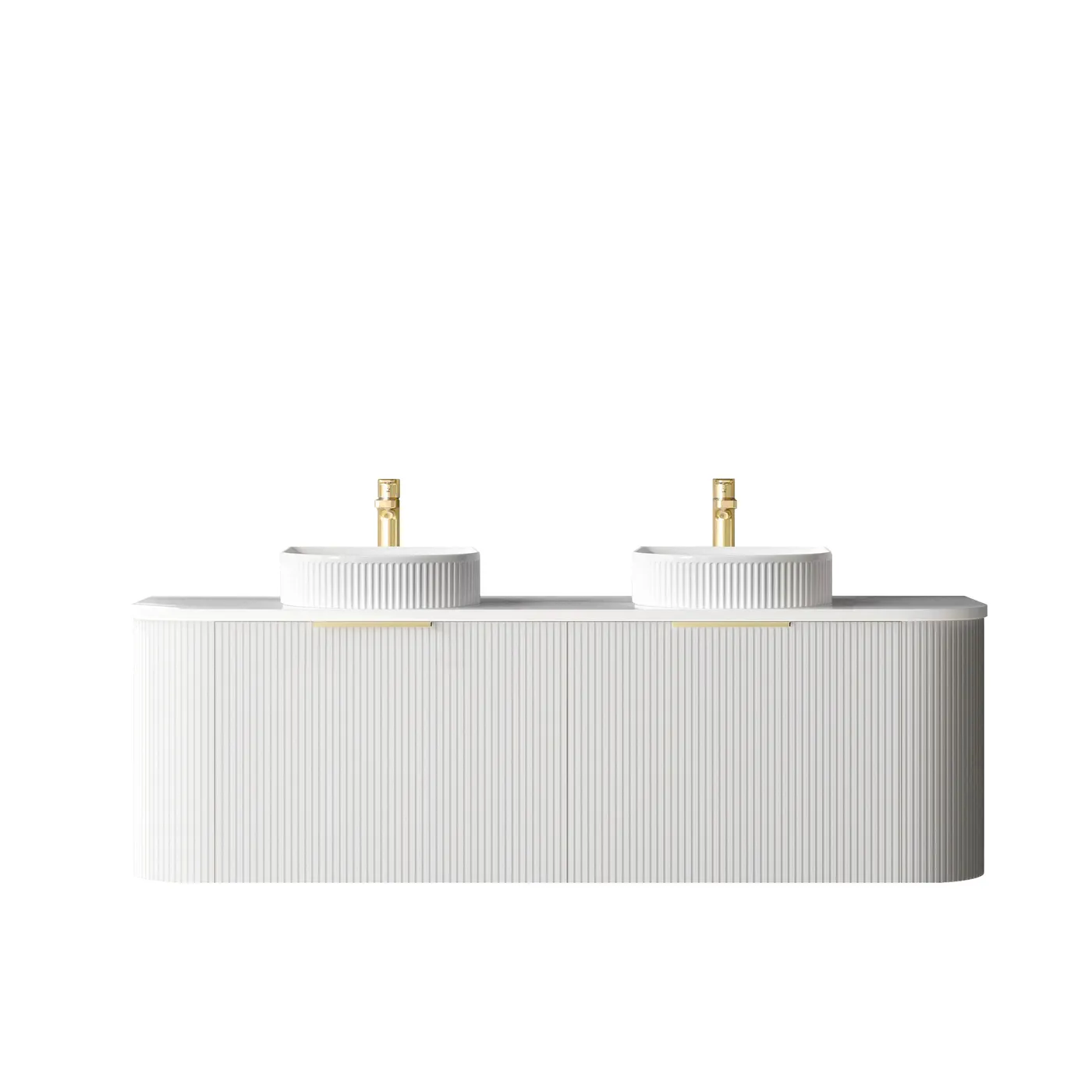 1500mm Bondi Satin White Wall Hung Vanity with Double Basin Stone Top