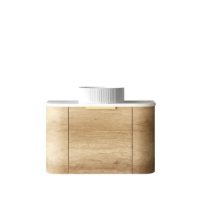 750mm Bondi Natural Oak Wall Hung Vanity with Stone Top
