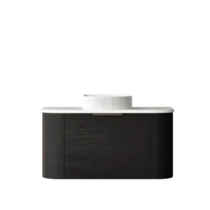 900mm Bondi Black Oak Wall Hung Vanity with Stone Top