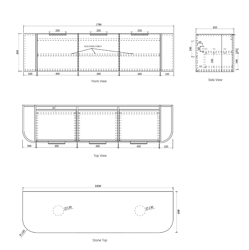 1800mm Bondi Woodland Oak Wall Hung Vanity with Double Basin Stone Top - Image 5