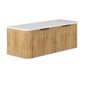 Minka Curved Scandi Oak 1200mm Wall-Hung Vanity with Stone Top