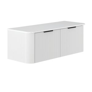 Minka Curved Satin White 1200mm Wall-Hung Vanity with Stone Top