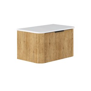 Minka Curved Scandi Oak 750mm Wall-Hung Vanity with Stone Top
