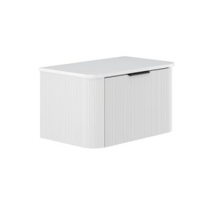 Minka Curved Satin White 750mm Wall-Hung Vanity with Stone Top