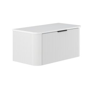 Minka Curved Satin White 900mm Wall-Hung Vanity with Stone Top