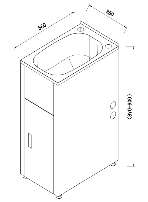 30L Compact Metal Cabinet Laundry Tub - Image 2