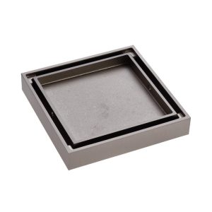 Square Brushed Nickel Slim Tile Insert Floor Waste