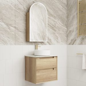 600mm Moreno Wall Hung Vanity with Stone Top and Undermount Basin