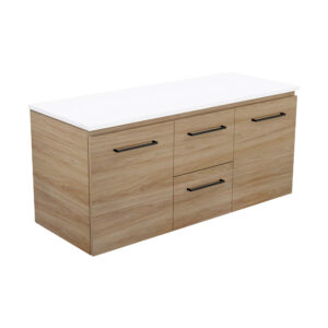Carmen Door & Drawer 1200mm Double Bowl Wall-Hung Vanity with Concrete Top
