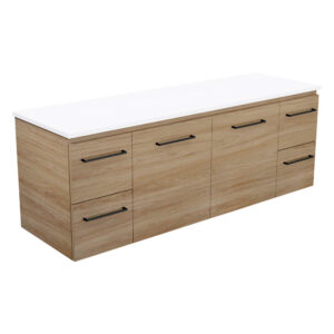 Carmen Door & Drawer 1500mm Double Bowl Wall-Hung Vanity with Concrete Top