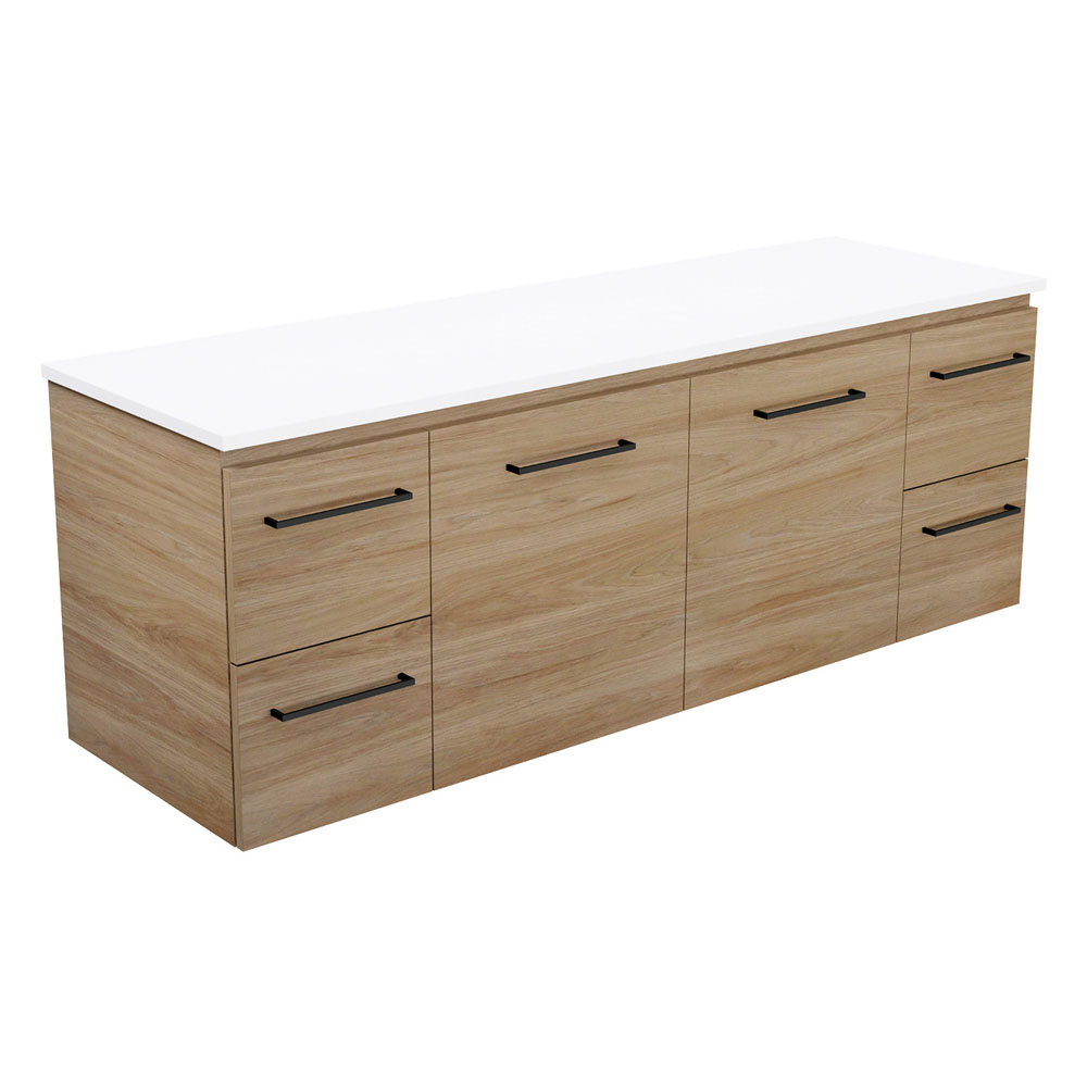 Carmen Door & Drawer 1500mm Double Bowl Wall-Hung Vanity with Stone Top