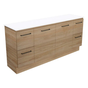 Carmen Door & Drawer 1800mm Double Bowl Floor Standing Vanity with Vanessa Poly-Marble Top